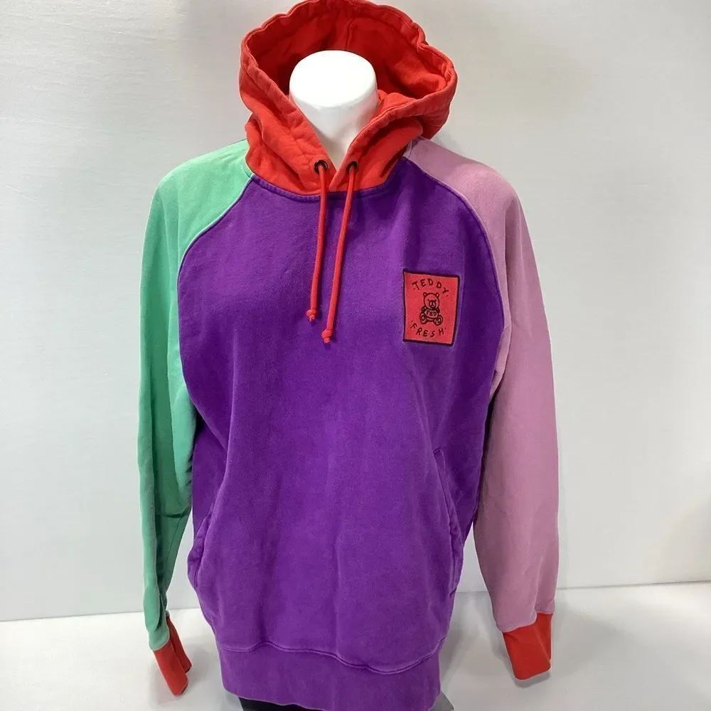 Teddy Fresh Hoodie Streetwear with Bear Patch Multicolor M